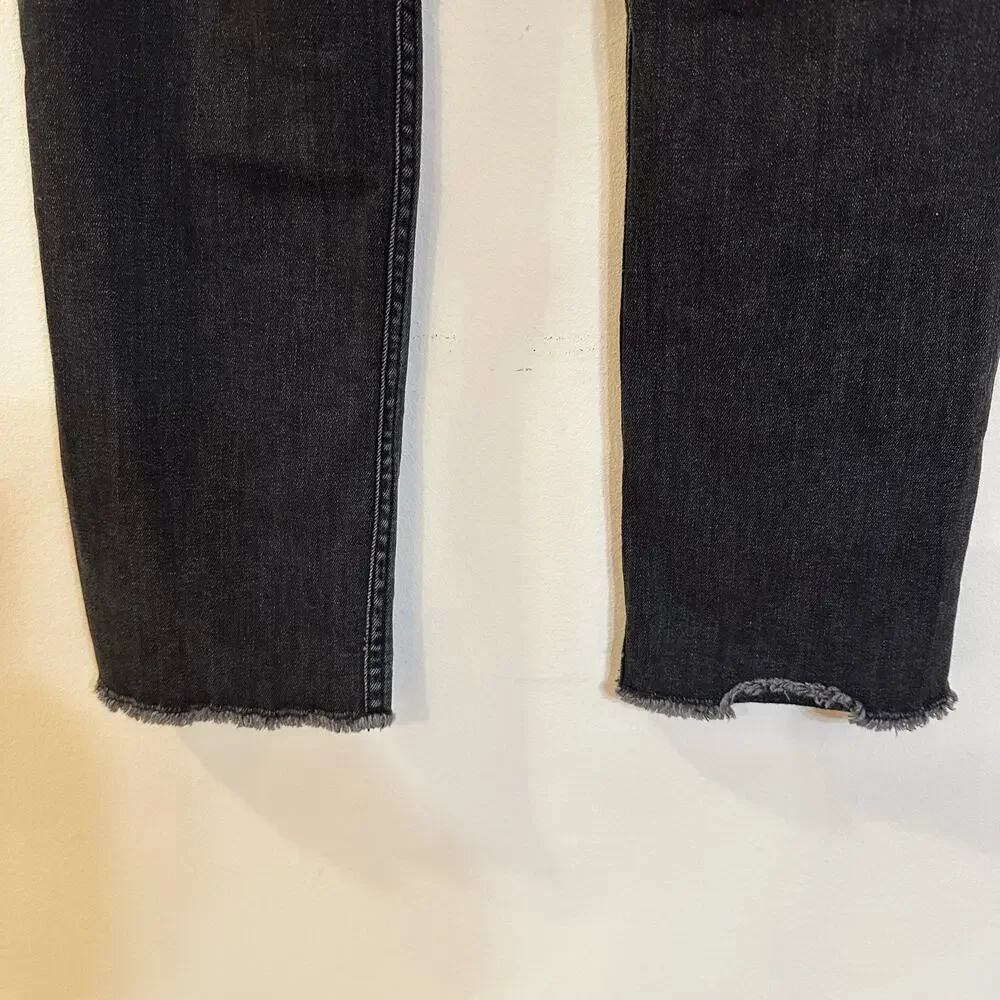 Abercrombie Kids High Rise Ankle Straight Jeans sz 11/12 SLIM Girls Black Jeans